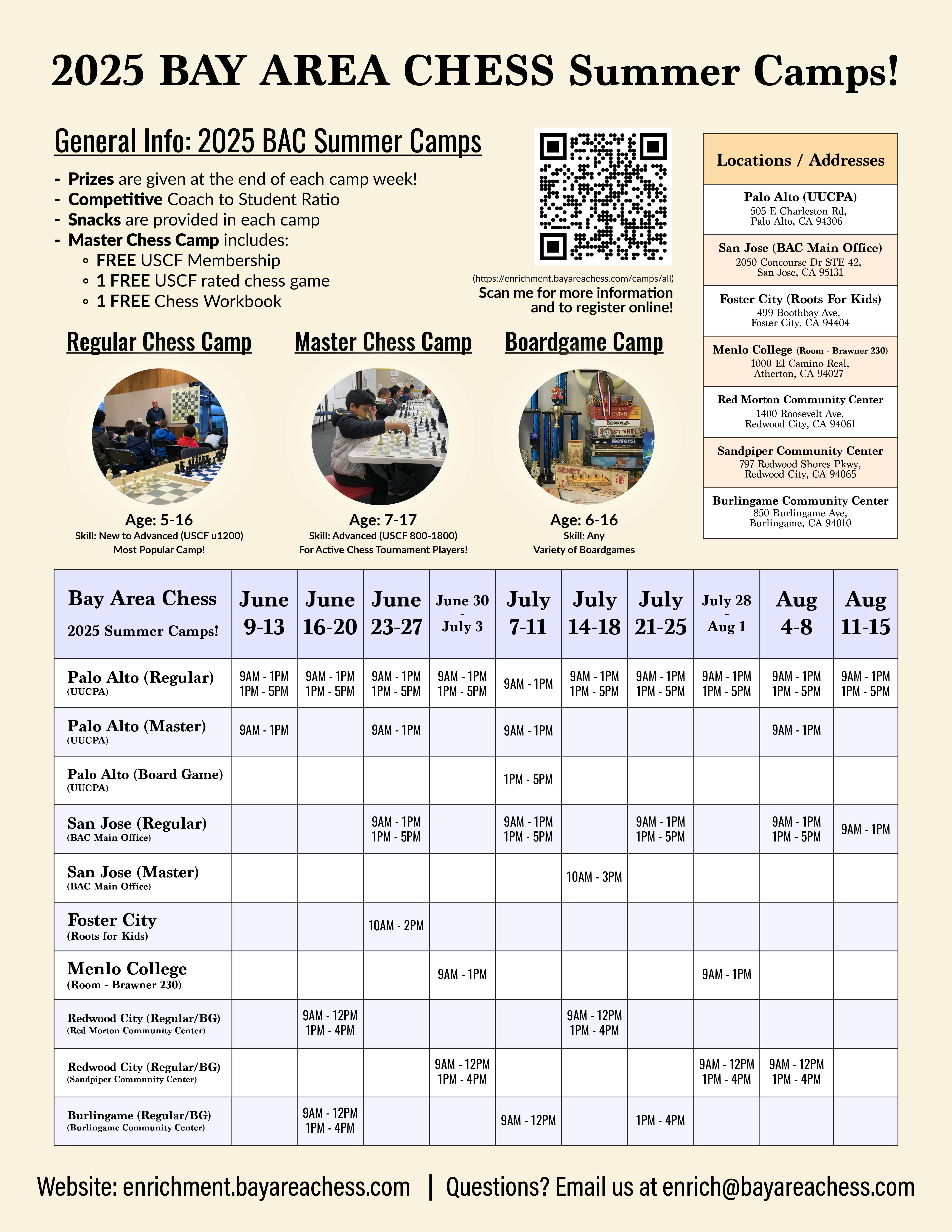 Bay Area Chess Summer Camp Flyer
